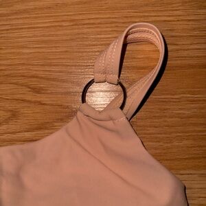 DONATED Chic Nude Off-The-Shoulder Swim Top with Ring Detail
